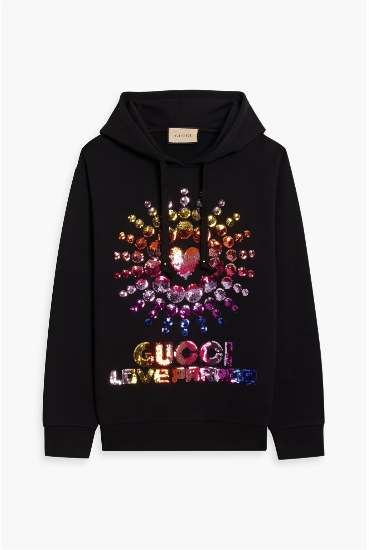 Gucci Sequin-Embellished French Cotton-Terry Hoodie